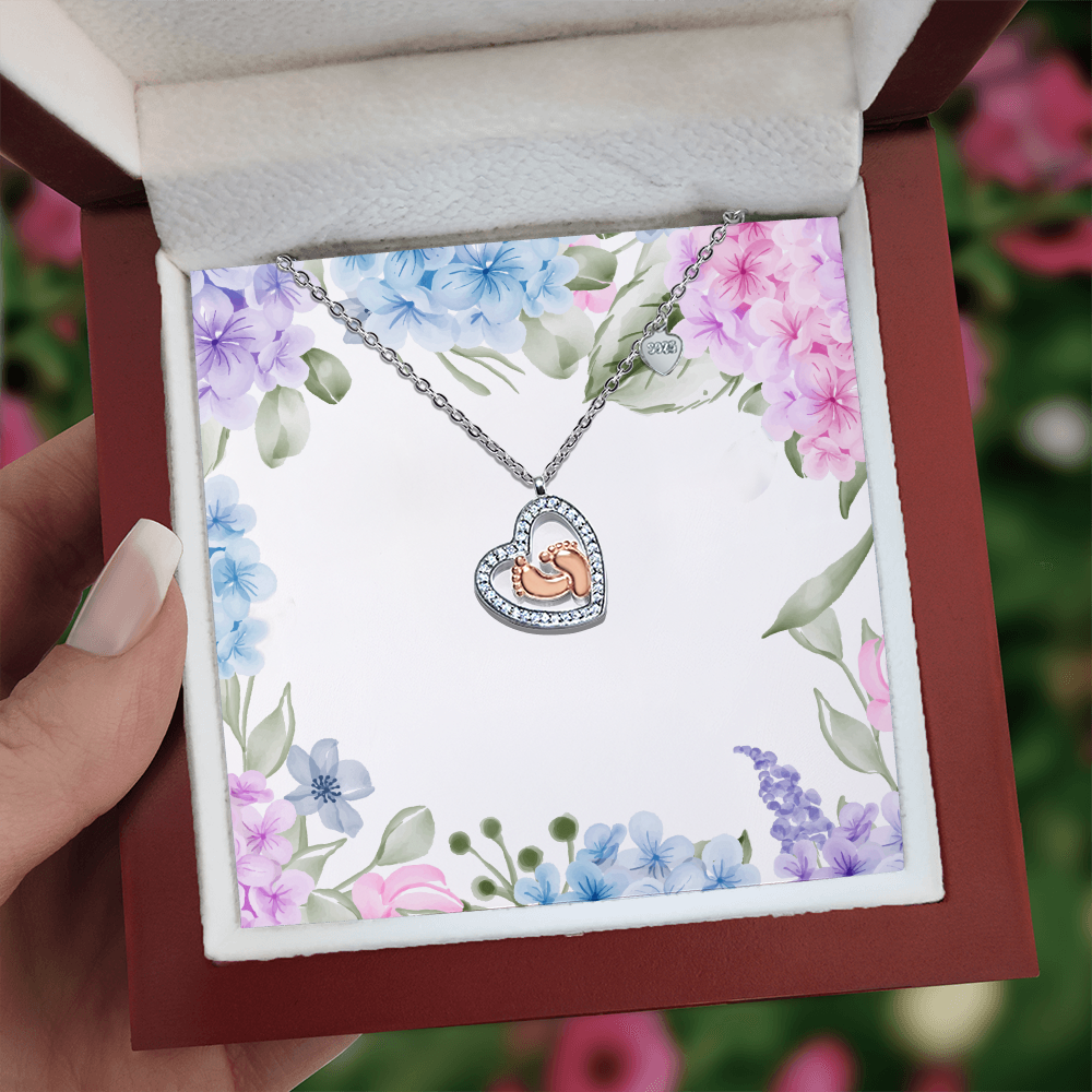 Baby Feet Heart Necklace