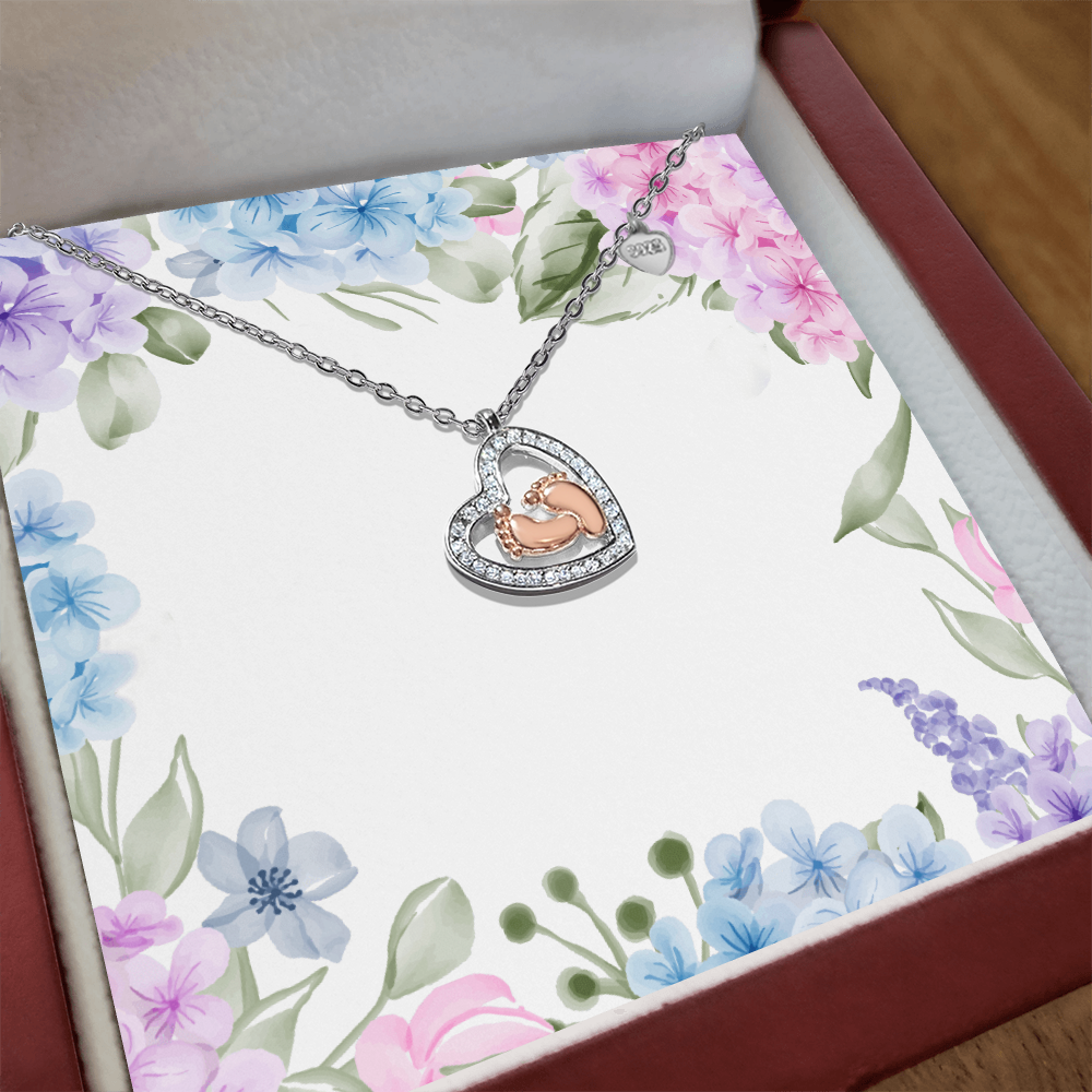 Baby Feet Heart Necklace