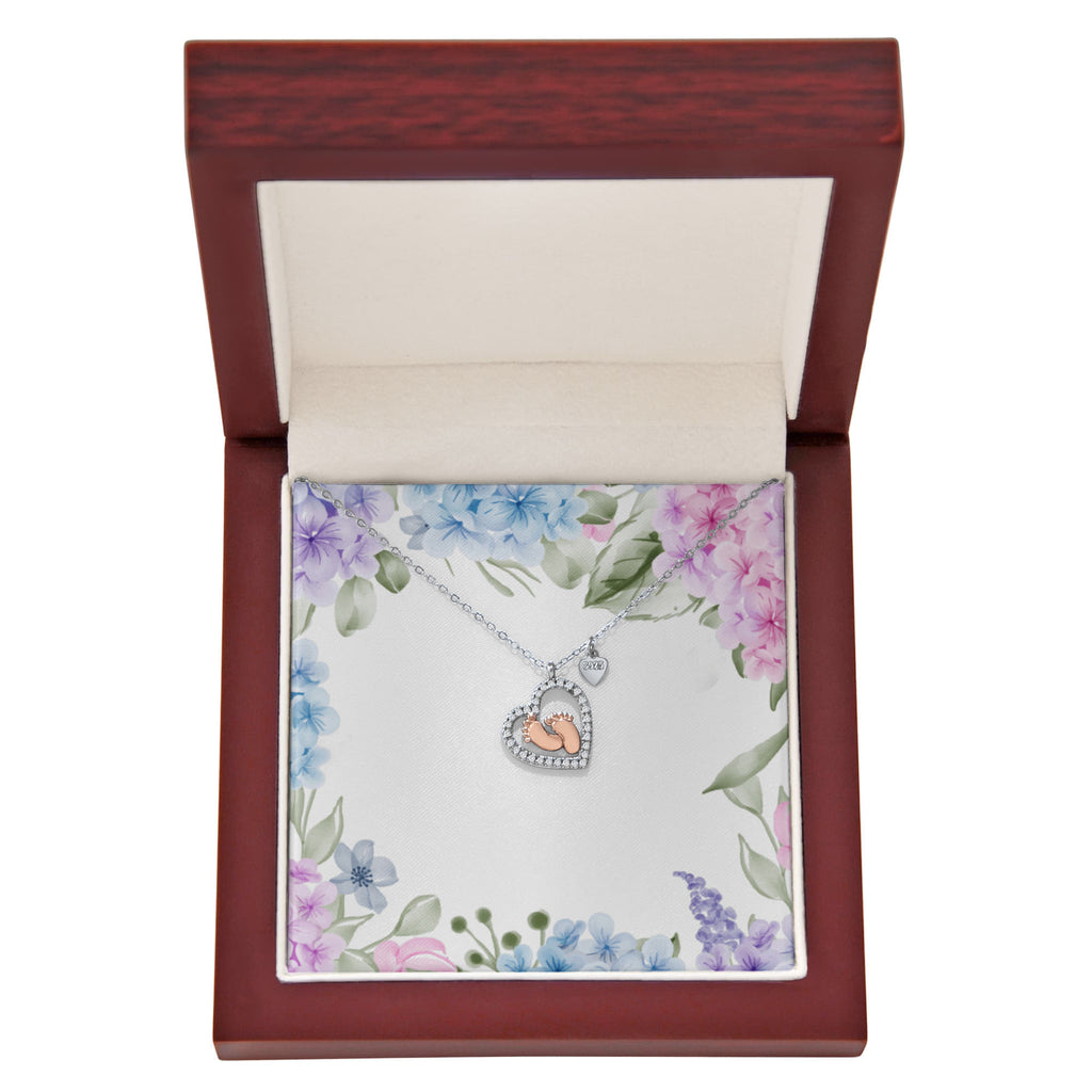 Baby Feet Heart Necklace